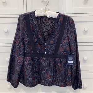 Charcoal grey & multicolored paisley long sleeve top…